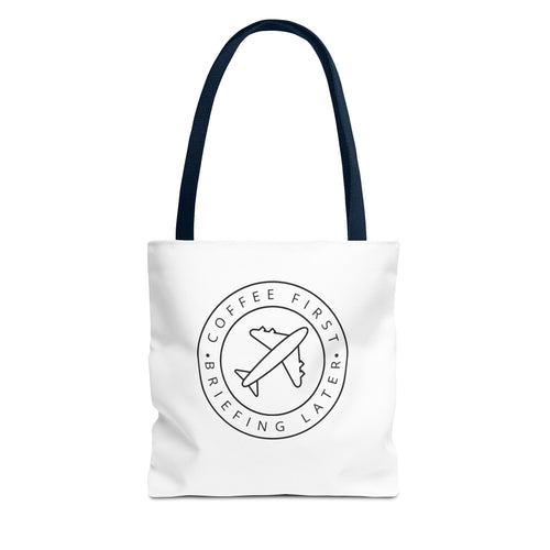 Bolsa de tela "Coffee First Briefing Later" | Bolsa de tela con logotipo| Cabin Crew Collection